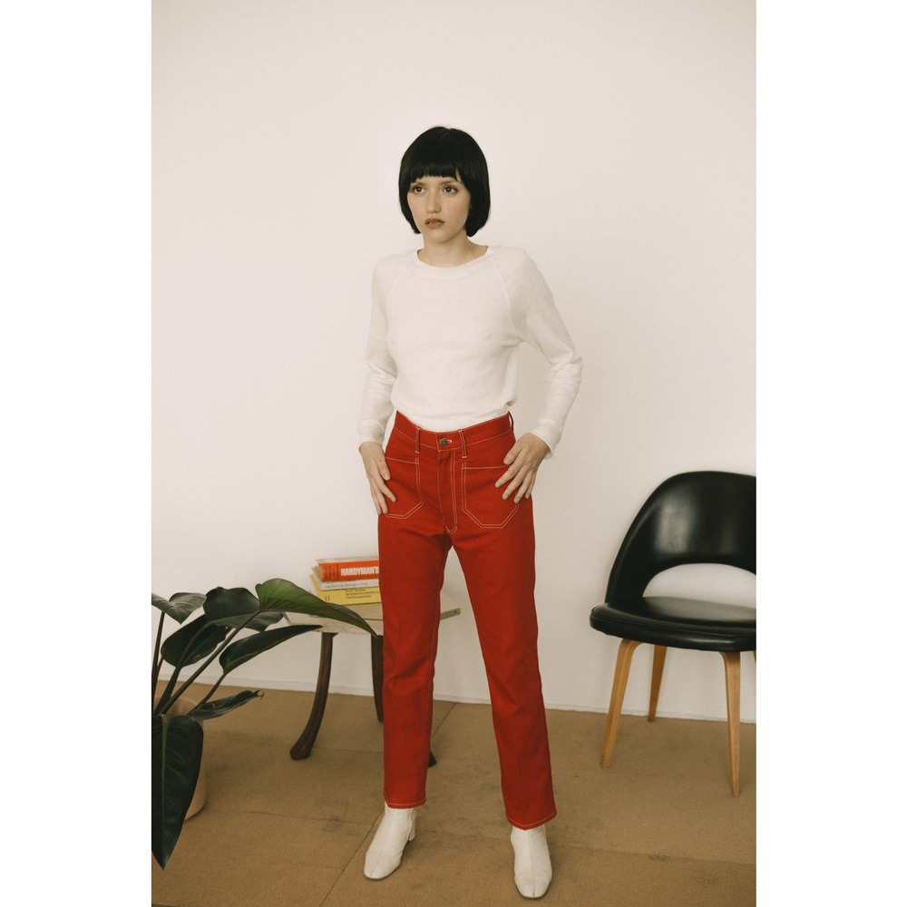 Red Straight Leg Women's Pants